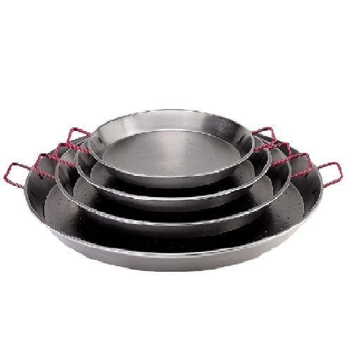 Сковорода для паэльи d 46см h5см с 2-мя красными ручками, на 12 порций, сталь 1мм "La Lyonnase" Сковорода для паэльи d 46см h5см с 2-мя красными ручками, на 12 порций, сталь 1мм "La Lyonnase"