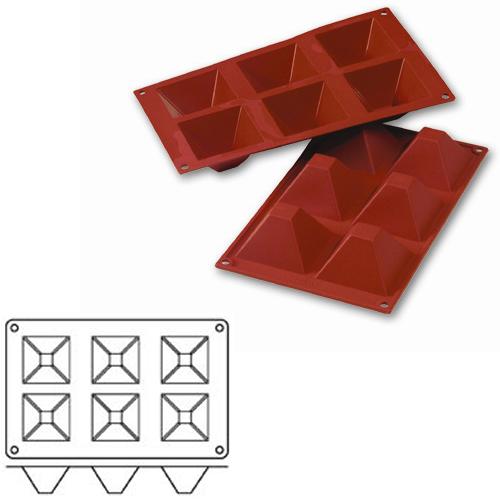 Форма силик. д/зам. и вып. "Пирамида" 71х71мм h40мм, 6 ячеек Форма силик. д/зам. и вып. "Пирамида" 71х71мм h40мм, 6 ячеек