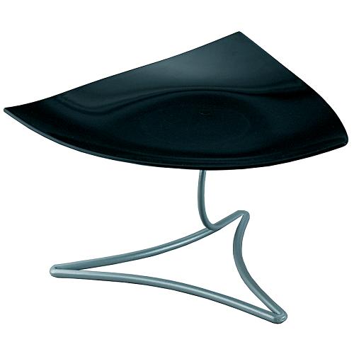 Этажерка д/выкладки закусок d30см h14см, с белой чашей, нерж.сталь, пластик Этажерка д/выкладки закусок d30см h14см, с белой чашей, нерж.сталь, пластик