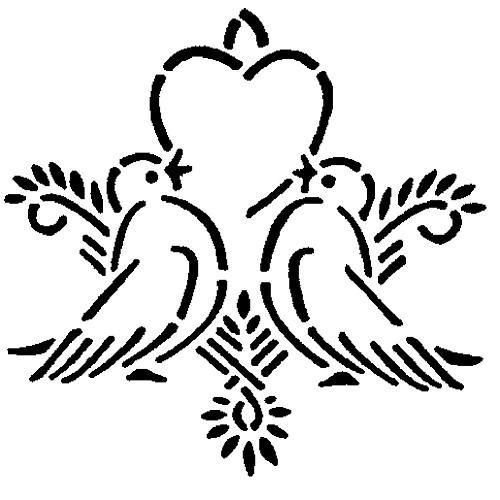 Трафарет для декора d26см "Голубки с сердцем", пластик Трафарет для декора d26см "Голубки с сердцем", пластик