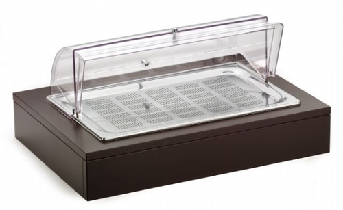 Поднос для пакетированного джема/масла, с крышкой Roll-top, с хладогеном, на дерев. основании венге Поднос для пакетированного джема/масла, с крышкой Roll-top, с хладогеном, на дерев. основании венге