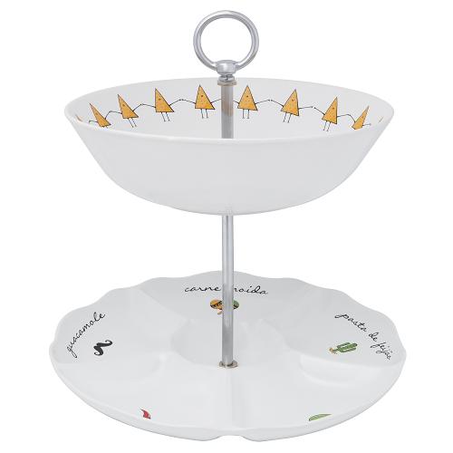 Этажерка для фруктов/закусок 2-ярусная h32см d30см, с декором Oxford Этажерка для фруктов/закусок 2-ярусная h32см d30см, с декором Oxford