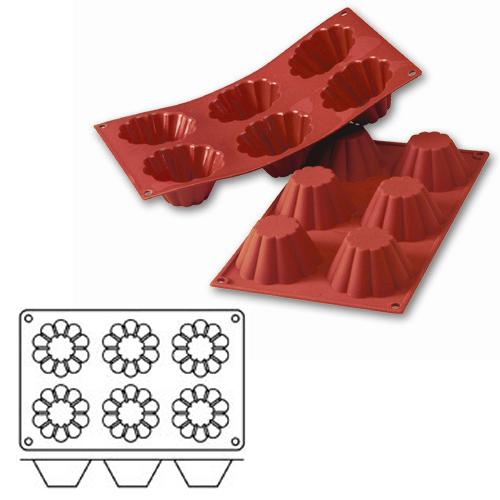 Форма силик. д/зам. и вып. "Бриошь" d79мм h37мм, 6 ячеек Форма силик. д/зам. и вып. "Бриошь" d79мм h37мм, 6 ячеек