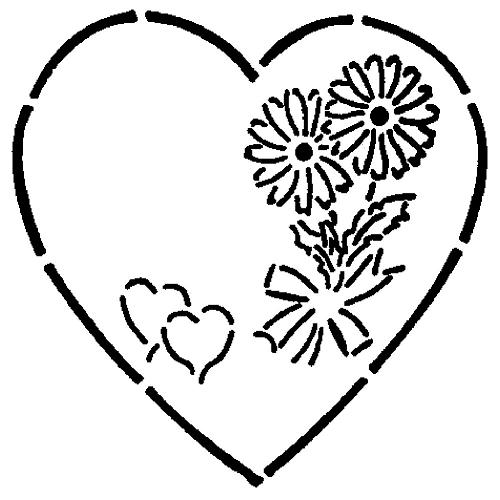 Трафарет для декора d26см "Сердце с ромашками", пластик Трафарет для декора d26см "Сердце с ромашками", пластик