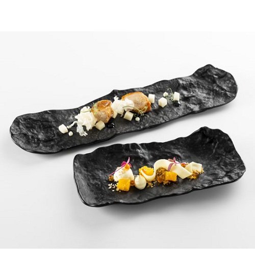 Блюдо сервировочное стеклянное «Луна» черное 33х9см, Crater Блюдо сервировочное стеклянное «Луна» черное 33х9см, Crater