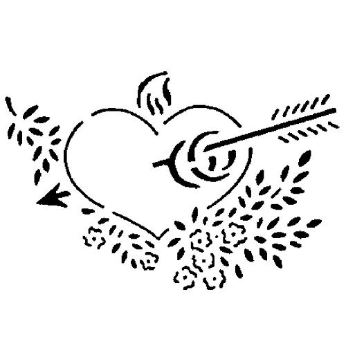 Трафарет для декора d26см "Сердце со стрелой", пластик Трафарет для декора d26см "Сердце со стрелой", пластик