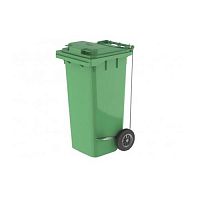 Бак для мусора 240л, с педалью, с крышкой, на колесах, п/э, цвет зеленый