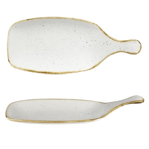 Блюдо сервировочное 28,4см, без борта, с ручкой, Stonecast, цвет Barley White