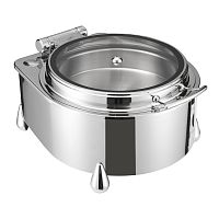 Мармит настольный (чефиндиш) круглый со стеклянной крышкой 6,5л, 41x46x22см