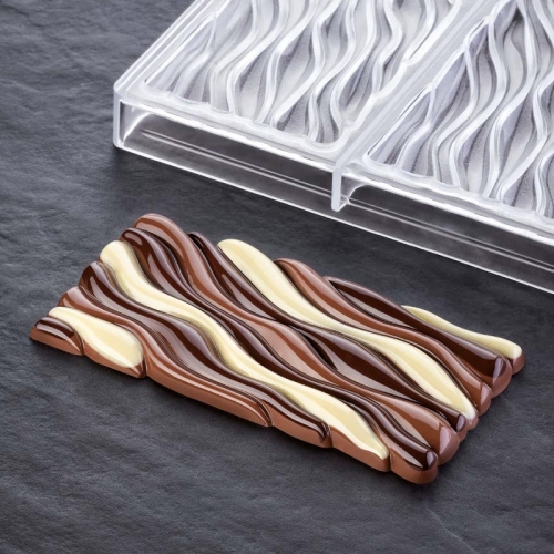 Форма д/шок. "Chocolate Bar Fluid" 154х77мм h11мм, 100гр, 3 ячейки, п/к
