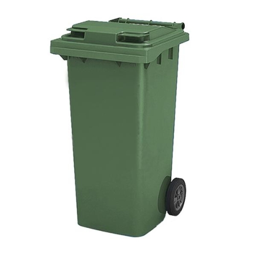 Бак для мусора 120л, с крышкой, на колесах, п/э, цвет зеленый