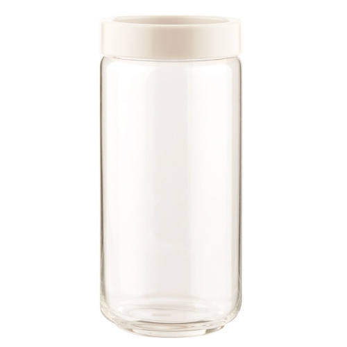 Банка "STAX" 1000мл h194мм d90/71мм, с пластиковой крышкой, цвет белый, стекло