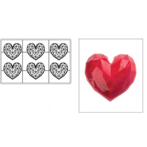 Форма д/шок. конфет 70х66мм h20мм, 14 гр., 6 ячеек, п/к, "Diamond Heart"