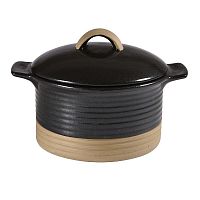 Кокотница 0,56л d15,9см h7см, с ручками и крышкой, керамика, Igneous Black