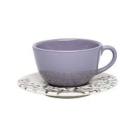 Пара чайная (чашка 200мл и блюдце 14см), серия UNNI, декор LILAC, керамика