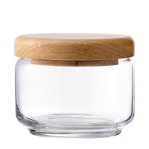 Банка "STAX" 325мл h76мм d90/71мм, с деревянной крышкой, стекло Банка "STAX" 325мл h76мм d90/71мм, с деревянной крышкой, стекло
