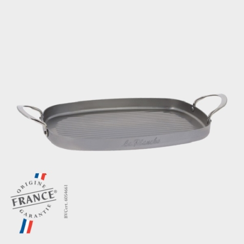 Сковорода-гриль 38х26см h2,5см "Планча", с двумя ручками, белая сталь "Mineral B Element"