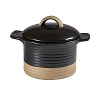 Кокотница 0,34л d14см h7см, с ручками и крышкой, керамика, Igneous Black