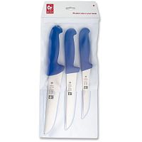 Набор ножей 3 предмета (для мяса), ручка пластиковая синяя, в блистере