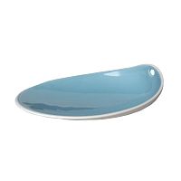 Тарелка мелкая 14х11см h4см, фарфор, серия Jomon S, цвет голубой