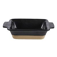 Блюдо прямоугольное глубокое 17х13см 0,48л, с ручками, керамика, Igneous Black