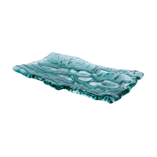 Блюдо презентационное стеклянное «Море» зеленое 28х15см, Mar-Green Блюдо презентационное стеклянное «Море» зеленое 28х15см, Mar-Green