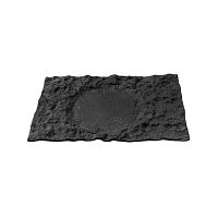 Блюдо сервировочное стеклянное «Луна» черное 29х18см, Crater