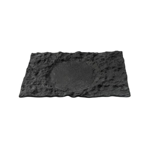 Блюдо сервировочное стеклянное «Луна» черное 29х18см, Crater