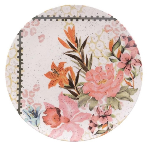 Тарелка мелкая 26см, серия UNNI, декор BUQUE TROPICAL, керамика Тарелка мелкая 26см, серия UNNI, декор BUQUE TROPICAL, керамика