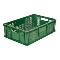 Ящик овощной 600х400х180мм, комбинированный, объем 35л, п/э, цвет зеленый