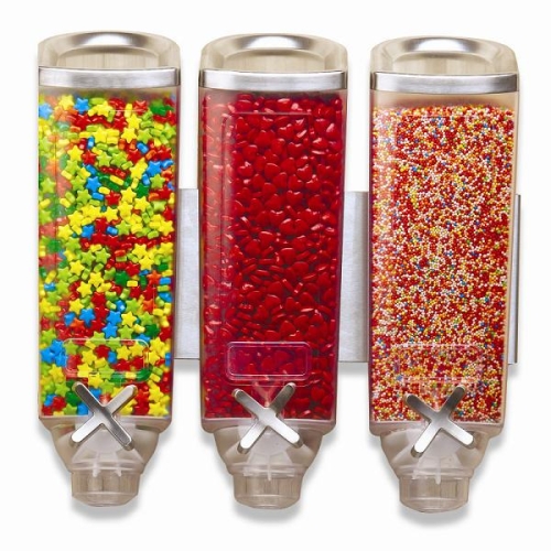 Диспенсер EZ-PRO для сыпучих продуктов, три емкости по 3,8л, 39,4х19,7см h38,1см, сталь/акрил Диспенсер EZ-PRO для сыпучих продуктов, три емкости по 3,8л, 39,4х19,7см h38,1см, сталь/акрил