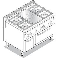 Плита комбинированная газовая с духовым шкафом TECNOINOX PFP105GG7