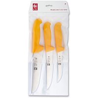Набор ножей 3 предмета (для мяса), ручка пластиковая желтая, в блистере